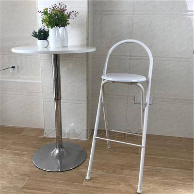 75cm Seat Height Foldable High Footstool Steel Leg Coffee Bar Counter Chair Arc Backrest Bar Stool Modern Commercial Furniture