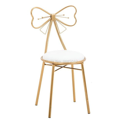 Modern Bow-knot  Golden Bar Stool Iron Bar Chair Beauty Salon Furniture Nordic Princess Bow Modern Barstool