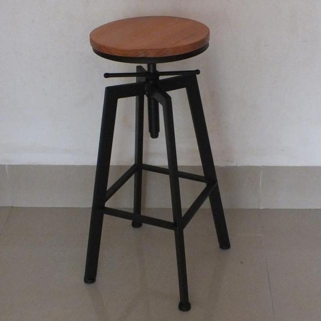 30%B Iron Bar Chair Industrial Wind Rotating Bar Stool Home Lifting Bar Chair Solid Wood High Chair High Bar Stool