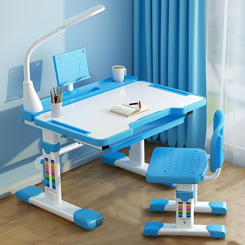 Children’s desk and chair set with Tilt Desktop, LED Light  and Drawer for kids Functional  kid’s study writing table desk set