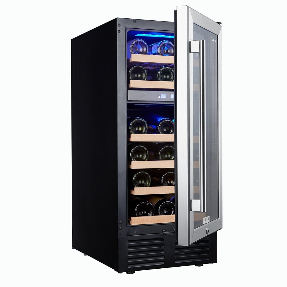 34.2'' Wine Cabinet 28 Bottles Capacity Wine Cooler Dual Zone Refrigerator Drinks Beverages Beer White Juice & Red Wine Fridge