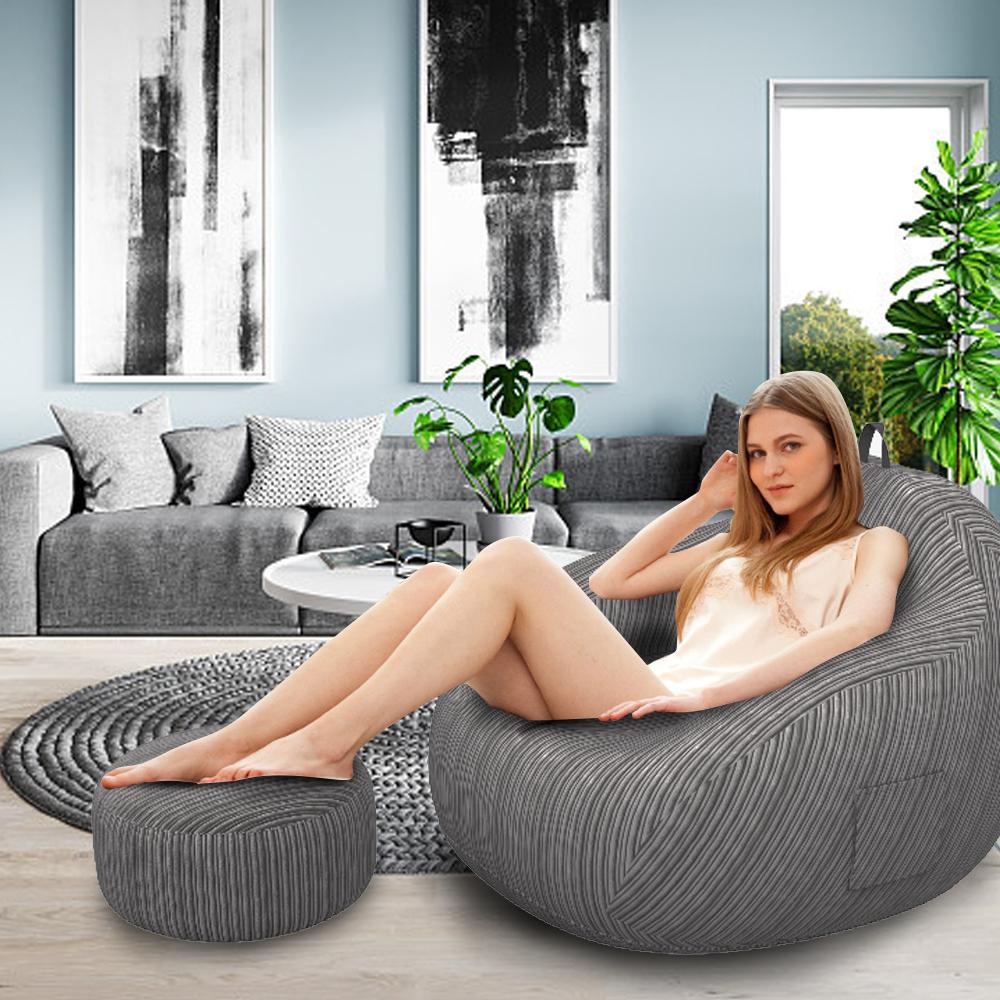 A complete sofa Linen Bean Bag Chair without Filling Stuffe Pouf Ottoman Beanbag Sofa Bed Puff Seat Futon Relax Lounge Fu